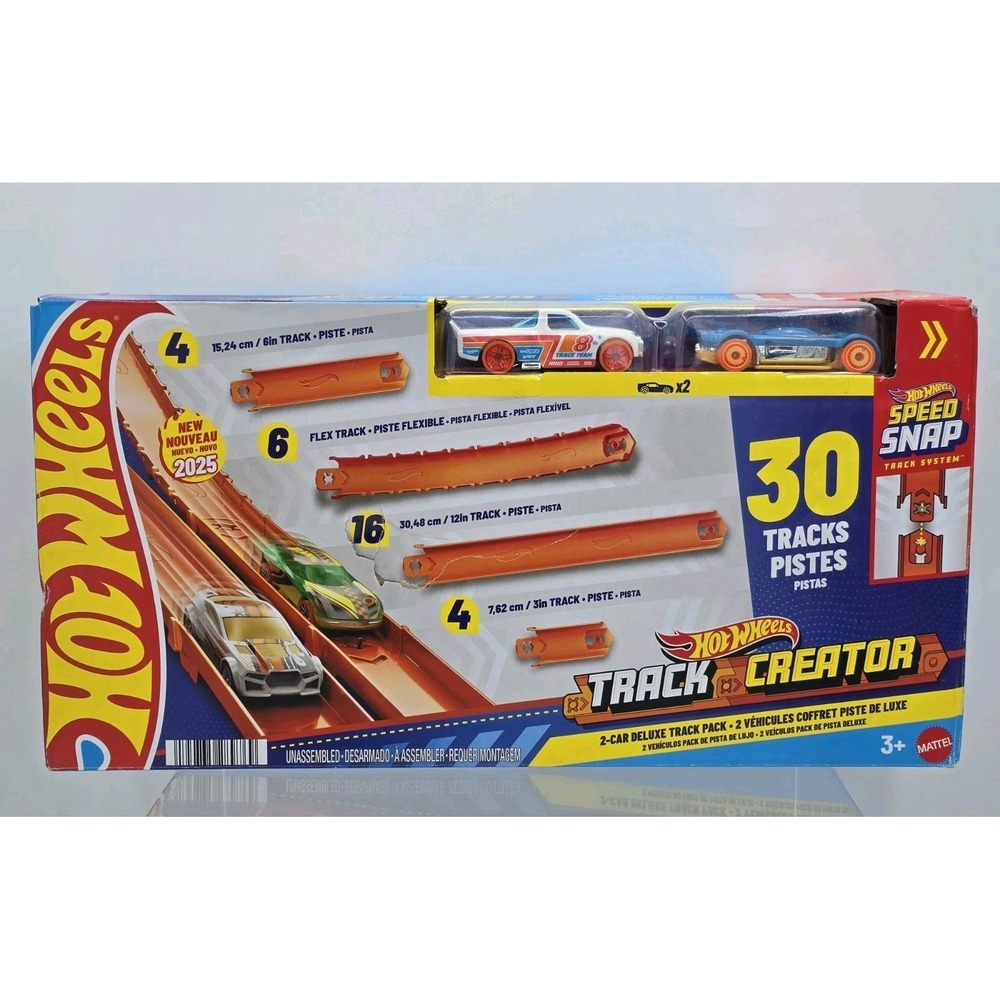 NEW Hot Wheels Toy Car Track Set, Creator Deluxe Pack & 2 1:64 Scale‎ Die-Cast